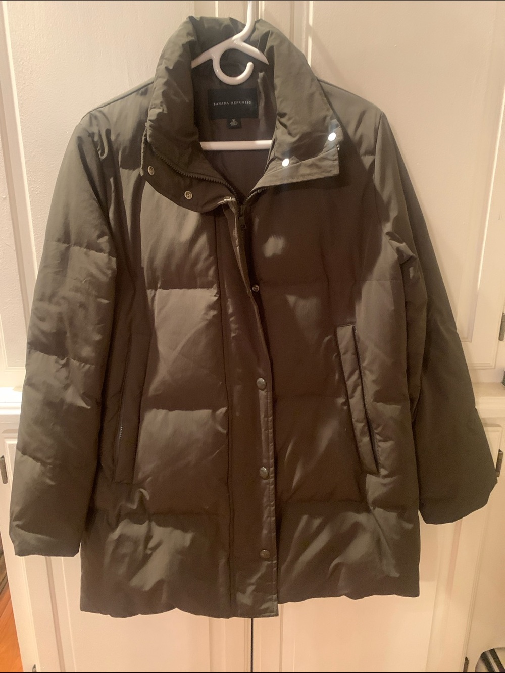 Banana Republic Olive Green Quilted Puffer Jacket - Women's Medium